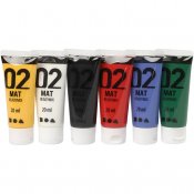 A-Color akrylfärg, mixade färger, 02 - Matt, 6x20ml